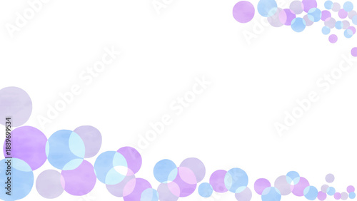 水彩風の青色水玉フレーム　背景イラスト