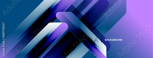 Abstract geometric design. Overlapping layers create dynamic visual effect. Blue, purple hues dominate composition. Modern, sleek aesthetic.