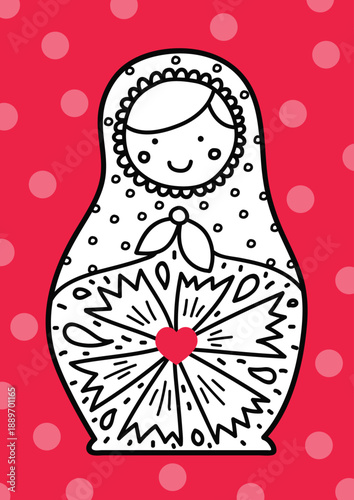 Matryoshka. Cute babushka. Poster.
