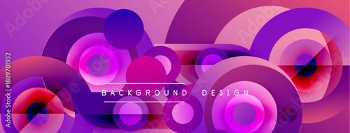 Abstract circles overlap, creating vibrant purple, pink gradients. Modern design element for backgrounds, presentations. Smooth transitions visible.