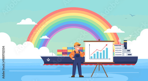Shipping Industry Growth Chart Presentation on Waterfront