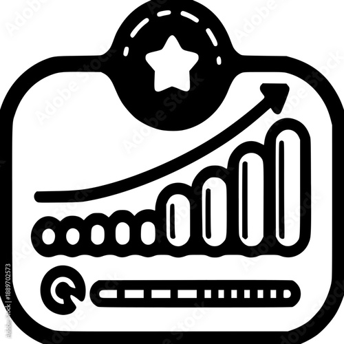 Ascending Progress Graphic: An abstract graphic symbol of a rising trend, reflecting business growth, success, and strategic progress, evoking a sense of forward momentum.