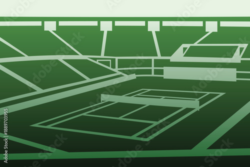 Tennis Ball Field Arena Sport Stadium Stylized Gradient Illustration Vector 