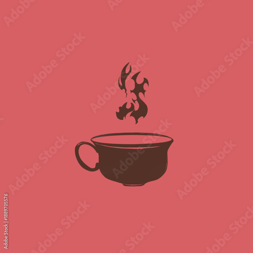 Background with a cup of coffee and steam