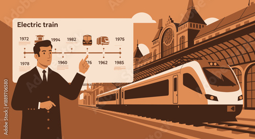 Electric Train Evolution Timeline Illustration