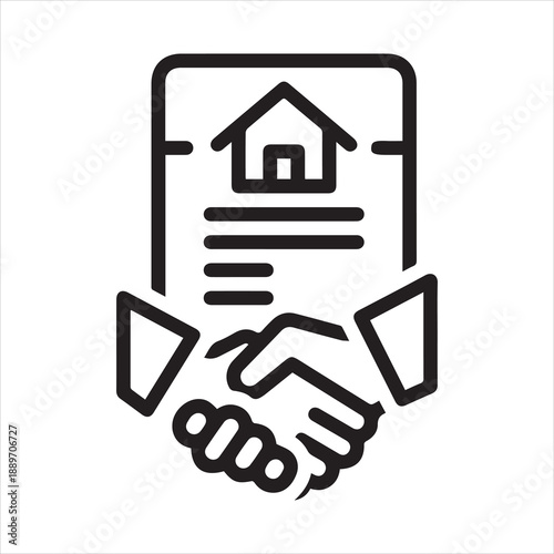 Black line icon for land acquisition