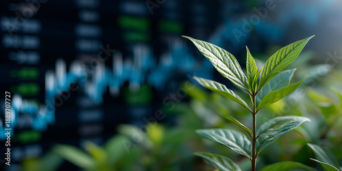 Sustainable esg investing trends in nature financial growth green environment close-up viewpoint