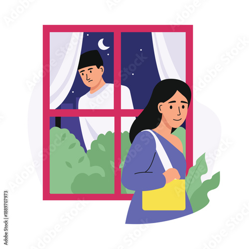 Suspicion Grows Vector Flat Illustration EPS 10 File