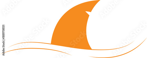 Orange Shark Fin in Ocean Waves