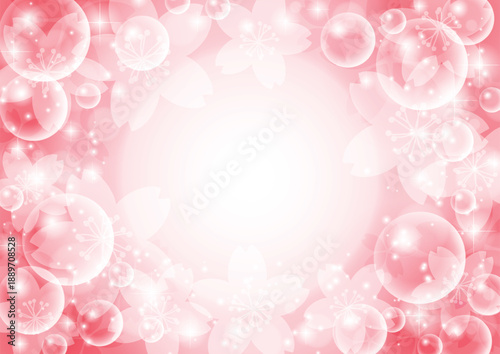 桜シャボン背景、ピンク、かわいい、イラスト