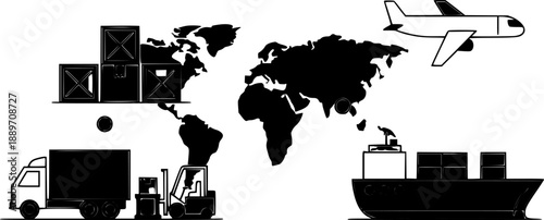 Global Logistics and Transportation Network Illustration.