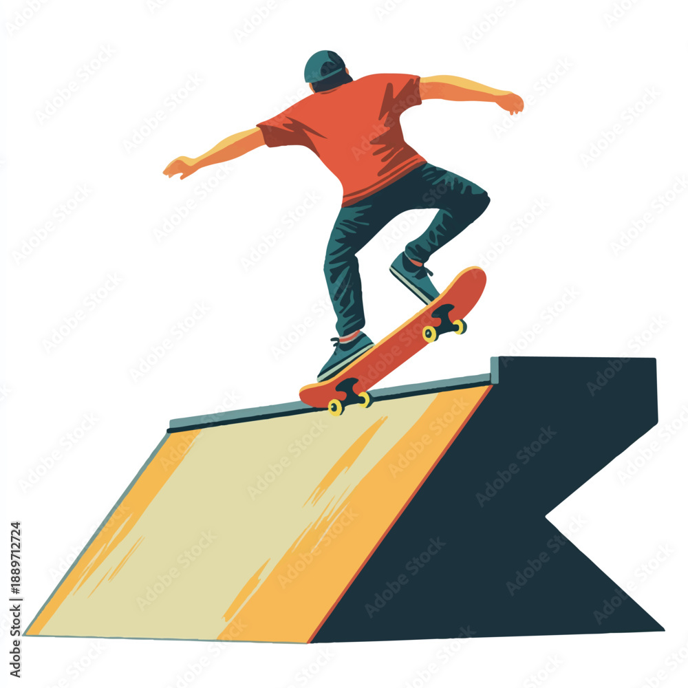 Fototapeta premium Skateboarder performing a trick on a ramp