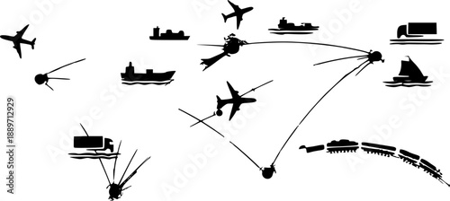 Global Transportation Network Showing Air Sea and Land Routes.