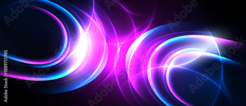 Abstract light curves, vibrant colors, dynamic flow. Bright magenta, blue hues create energy, modern design.