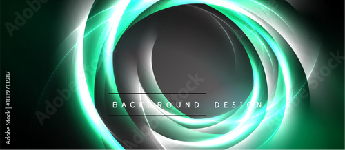 Abstract glowing circles, teal hues dominate. Dark center creates depth, modern design element. Smooth gradients, dynamic visual impact.