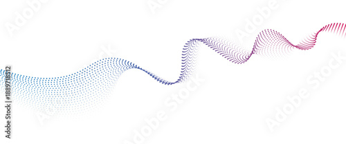 Flowing Dot Wave halftone gradient pattern on transparent background	
