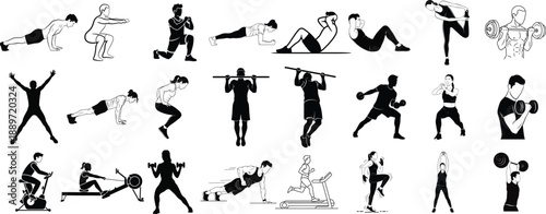 Collection of various human figures in different poses and actions