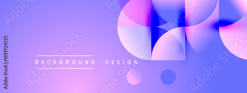 Abstract background features overlapping circles, gradients. Purple, pink hues dominate design. Text reads background design. Minimalist aesthetic.