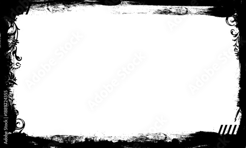 black brush ink painting blank space frame border pictures artistic grunge graphic element