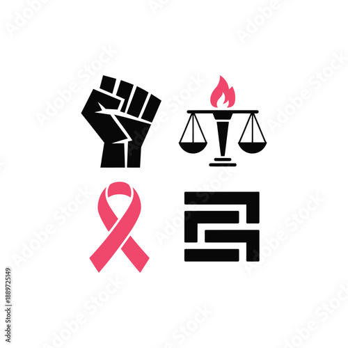 Set of social justice and awareness symbols