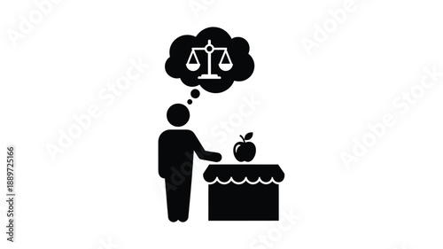 a person contemplating justice and temptation depicted as a striking silhouette