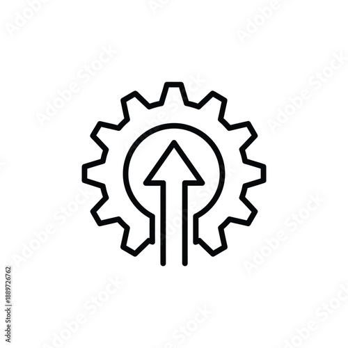 Performance Optimization Gear Icon, Business Growth and Efficiency Improvement, System Upgrade Line Symbol
