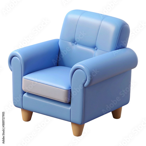 Classic blue armchair for reading nook and comfortable furniture for relaxing in a modern living space