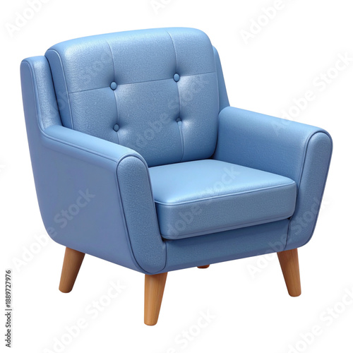 Soft blue lounge chair for apartment living room decor and stylish furniture for relaxing at home
