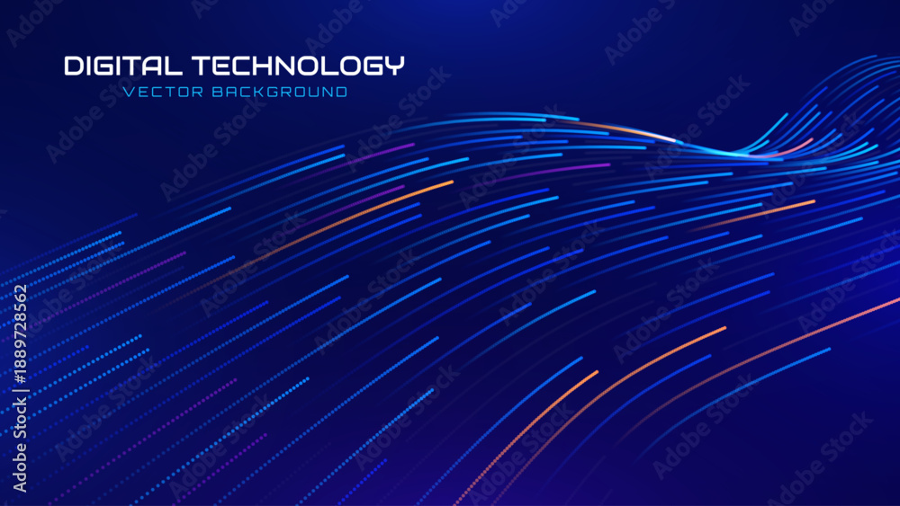 Naklejka premium Cyber Big Data Flow Particles Bokeh. Digital Neural Network. Concept of AI Artificial Intelligence Technology Machine Deep Learning. Digital Communication. Science Technology Presentation Vector.