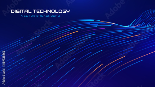 Cyber Big Data Flow Particles Bokeh. Digital Neural Network. Concept of AI Artificial Intelligence Technology Machine Deep Learning. Digital Communication. Science Technology Presentation Vector.