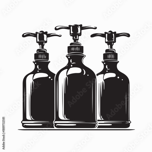 Frosted Pump Bottle Mockup Silhouette Vector on White Background