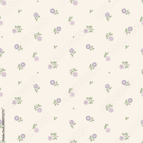 seamless floral pattern, ditsy flower textile pattern, small fabric print in elegant style on light background, timeless floral, soft ditsy flower. surface design for wallpaper pattern,fabric, fashion