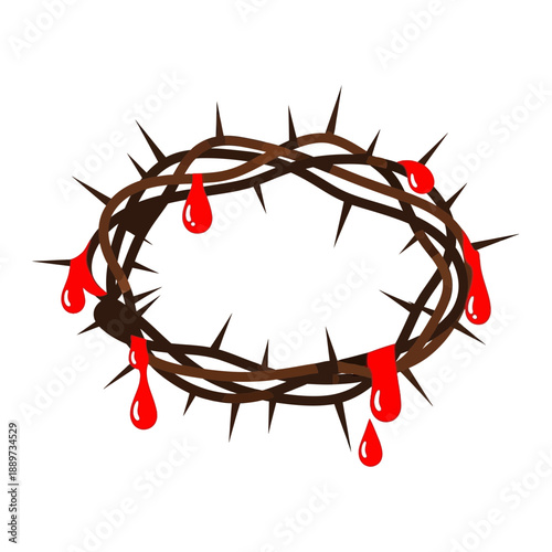 Symbolic Crown of Thorns with Blood Drops