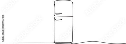 Single continuous line drawing of luxury two door refrigerator household utensil. Electronic home appliance concept. one line Icon drawing