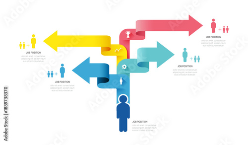 Infographic template for organization chart with business 4 avatar icons. vector infographic.