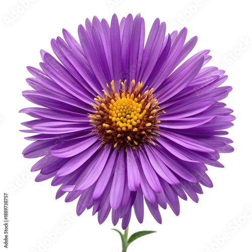 Vibrant New England Aster ‘Purple Dome’ Isolated On White Solid Background Showcasing Rich Purple Petals Golden Centers And Autumn Charm Perfect For Botanical Art Garden Design And Decor
