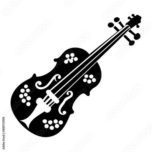 hardanger fiddle violin icon silhouette illustration for traditional music and cultural design