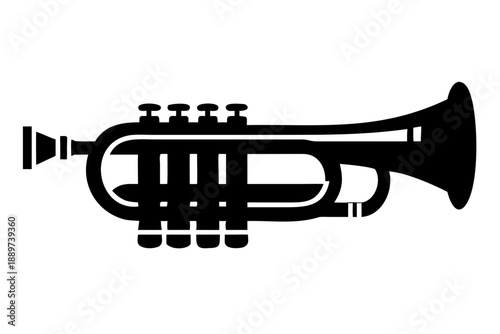 d trumpet silhouette illustration for music brass instrument and performance design