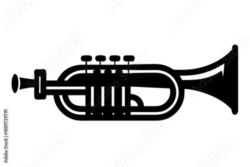 rotary trumpet silhouette illustration for musical instrument and classical design