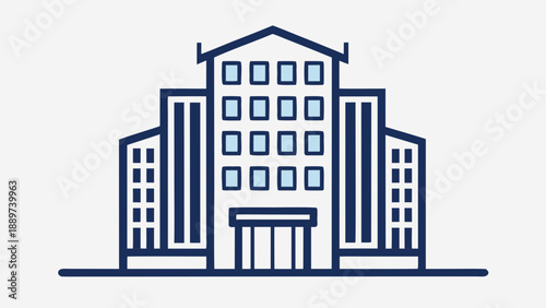 Modern office building isolated on white background, Vector