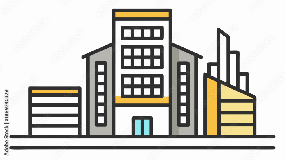 Obraz premium Modern urban skyline isolated on white background, Vector