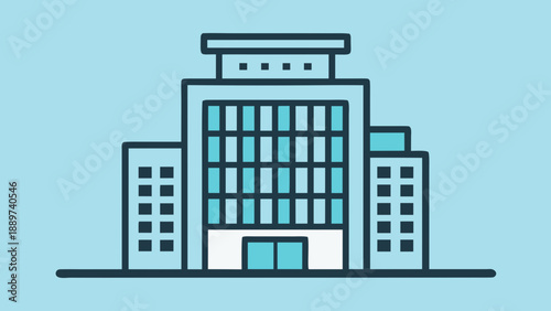 Modern office building isolated on white background, Vector