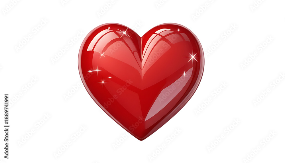 Fototapeta premium Shiny red heart icon isolated on transparent background