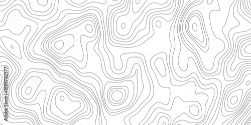 Abstract design with seamless pattern with lines topographic map. geographic mountain relief. the white on black contours topography stylized height of the lines. geographic contour map paper texture.