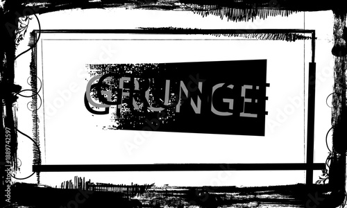 black brush ink painting blank frame border picture grunge graphic artistic