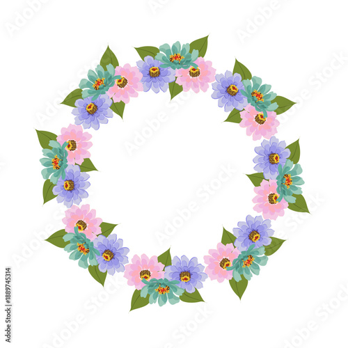 round wreath ornament pastels flower Abstract pattern on transparent background.