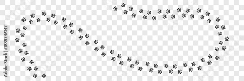Paw way prints. Foot trails pattern.