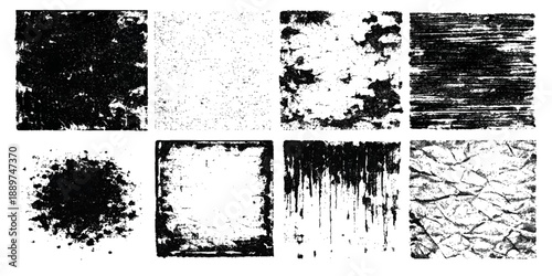 Wallpaper Mural Set of grunge banners and textures featuring black ink splatters, paint spray stains, and vintage brush stroke borders as messy vector design elements for a dirty artistic frame illustration Torontodigital.ca