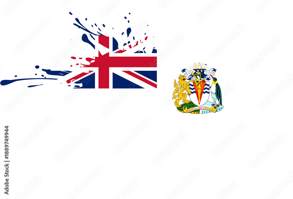 Fototapeta premium British Antarctic Territory Flag with Artistic Paint Splash Effect