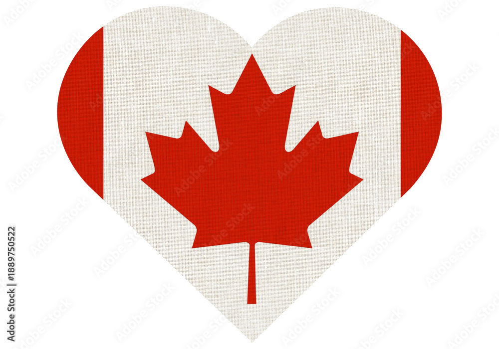 Obraz premium Canadian Pride Heart Shape With Maple Leaf Icon